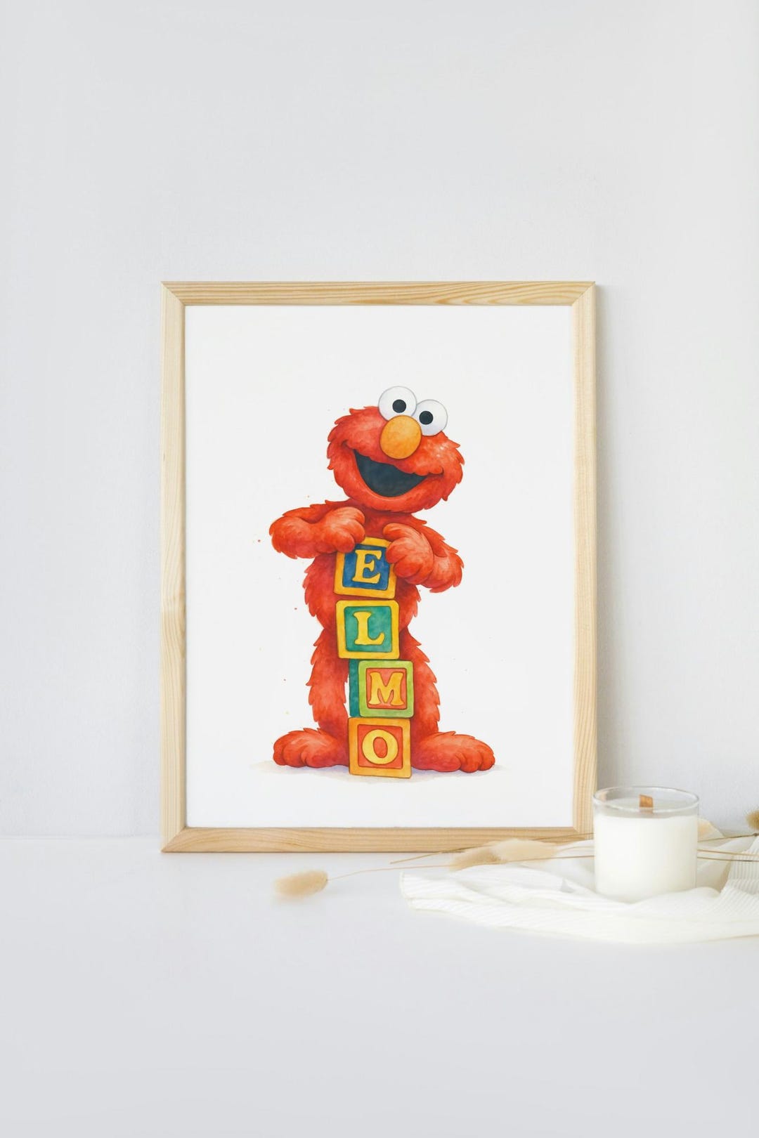 Elmo Watercolor Print: Sesame Street Stacking Blocks Name Art (A4 ...
