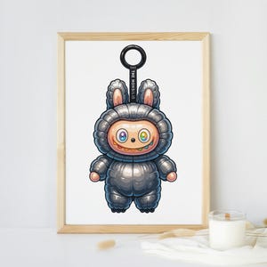 The Secret Labubu A4 Digital Print – Instant Download | Pop Mart | Labubu Art Printable | Cute Wall Art | Foil Balloon Style | The Secret