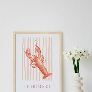Vintage French Lobster Print: Coastal Kitchen Decor (A4 Digital Download)