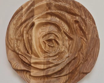Wooden Rose Wall Art: 3D Ash Wood Sculpture, Handmade Home Decor