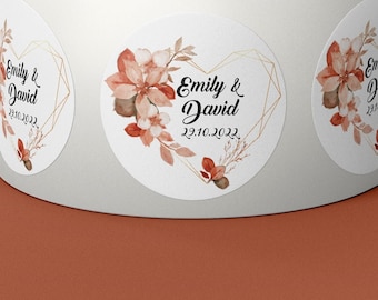 Personalisierte Hochzeit Sticker, Hochzeit aufkleber, etiketten personalisiert, herbst Sticker, Hochzeit Stickers, Personalisierte sticker