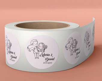 personalisierte Papiersticker, Sticker zur Hochzeit, danke Sticker, Dankeschön Sticker, Florale Hochzeit Sticker, Hochzeit Stickers S004