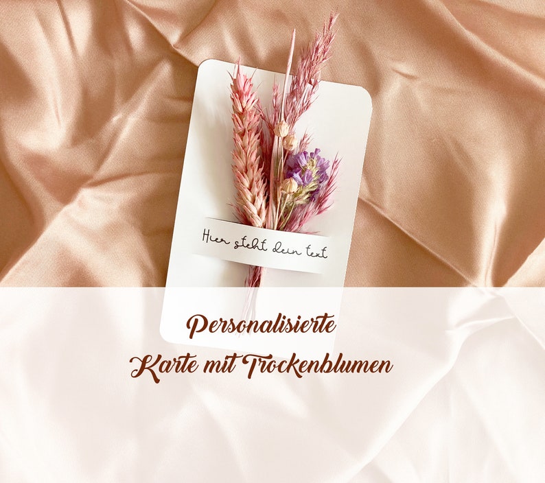 Personalisierte Karte mit Trockenblumen, Geschenk zur Hochzeit, personalisierte hochzeitsgeschenke, Geschenk zum Geburtstag Bild 3