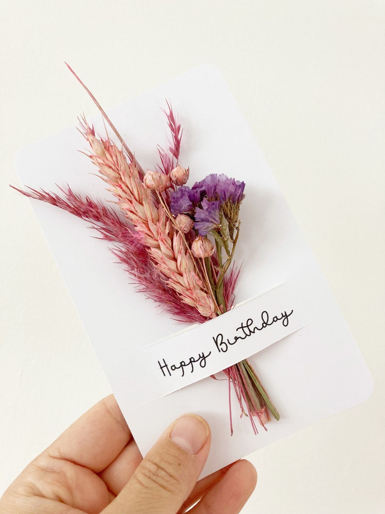 Personalisierte Karte mit Trockenblumen, Geschenk zur Hochzeit, personalisierte hochzeitsgeschenke, Geschenk zum Geburtstag Bild 1