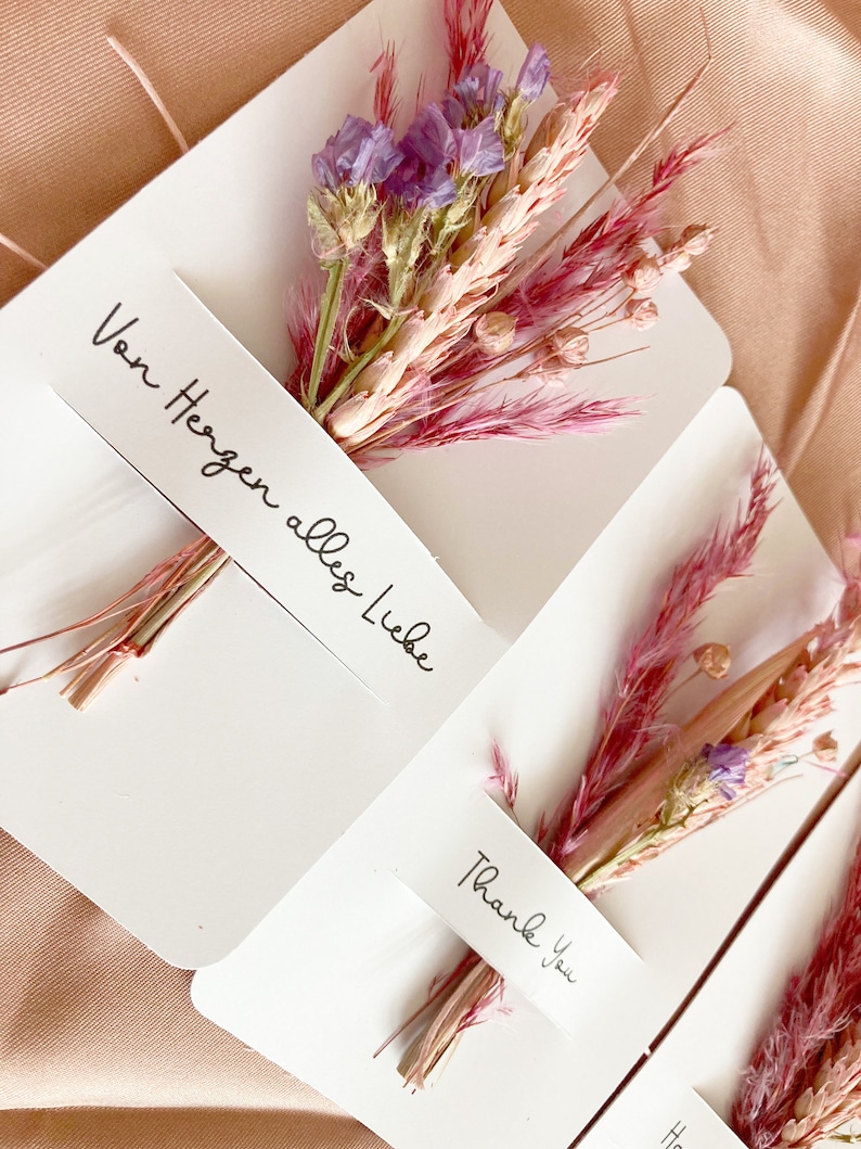 Personalisierte Karte mit Trockenblumen, Geschenk zur Hochzeit, personalisierte hochzeitsgeschenke, Geschenk zum Geburtstag Bild 7