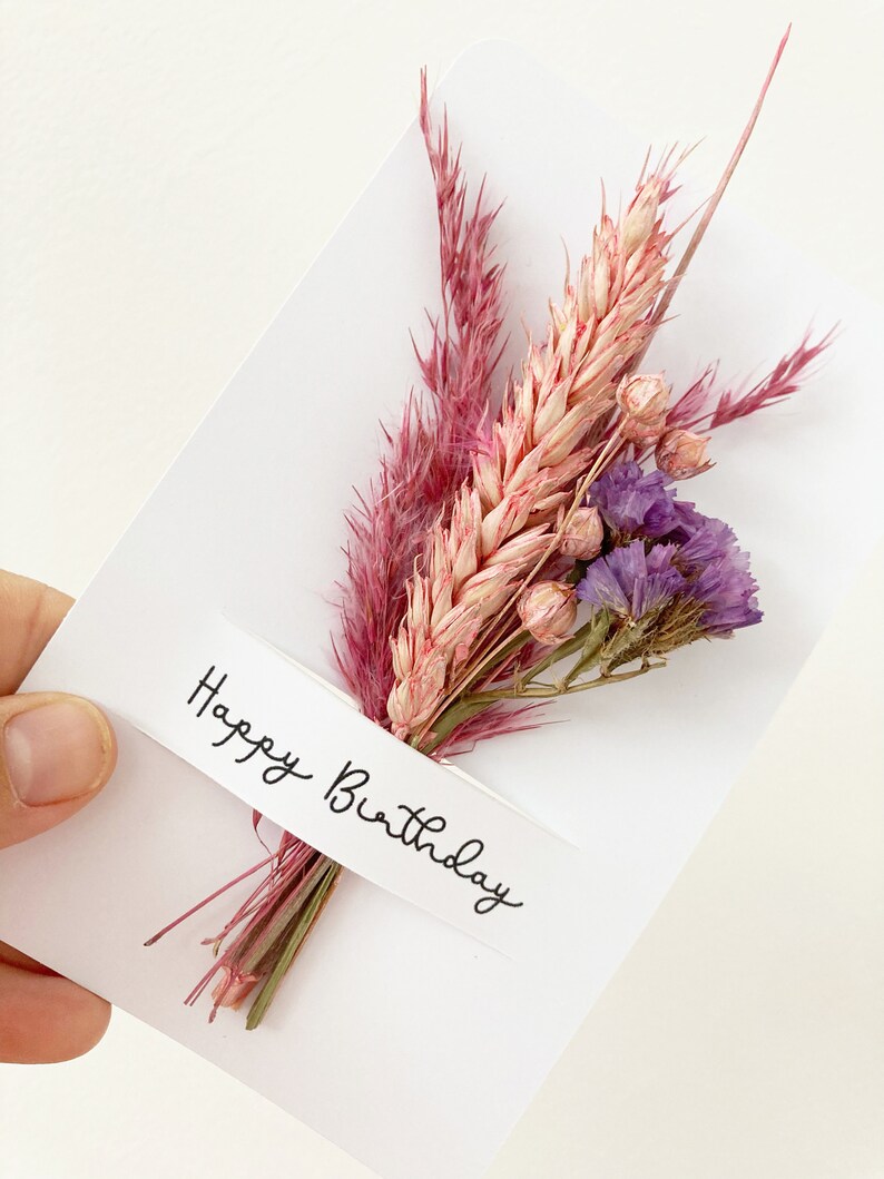 Personalisierte Karte mit Trockenblumen, Geschenk zur Hochzeit, personalisierte hochzeitsgeschenke, Geschenk zum Geburtstag Bild 5