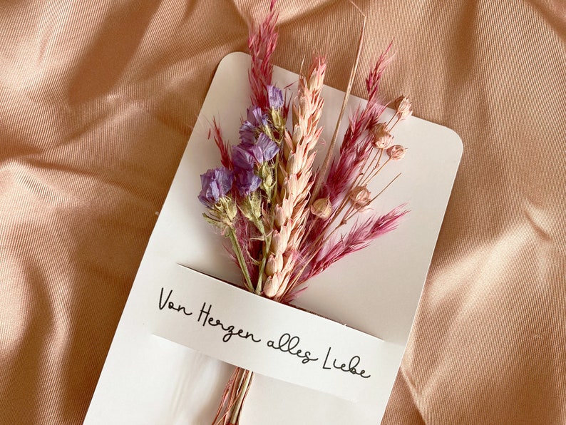 Personalisierte Karte mit Trockenblumen, Geschenk zur Hochzeit, personalisierte hochzeitsgeschenke, Geschenk zum Geburtstag Bild 4