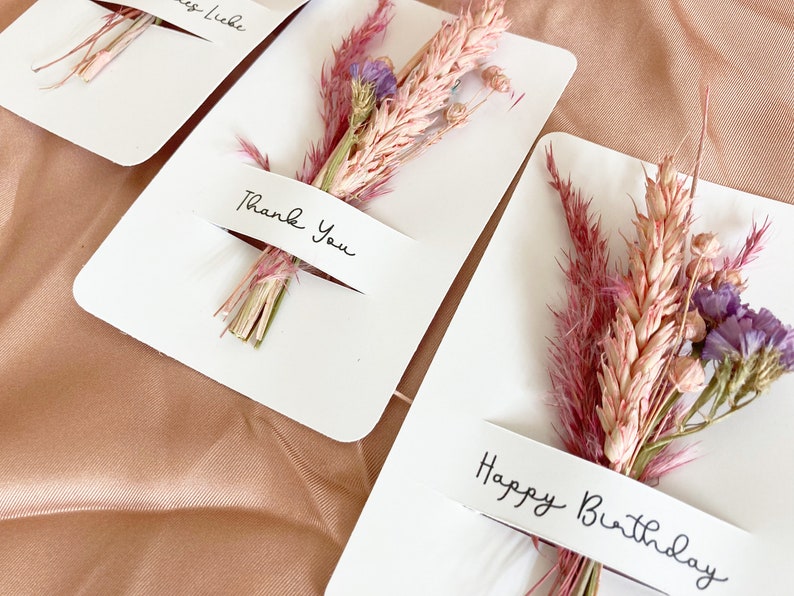 Personalisierte Karte mit Trockenblumen, Geschenk zur Hochzeit, personalisierte hochzeitsgeschenke, Geschenk zum Geburtstag Bild 6