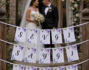Personalized garland for registry office wedding including ribbon, pennant chain for cutting, wedding garland decoration, Nikah Deco, Nikah