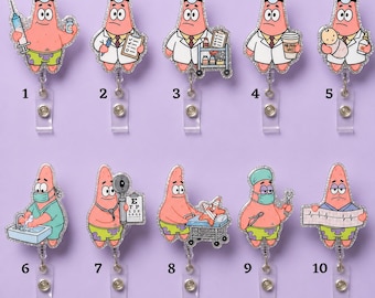 Zabawny uchwyt na identyfikator pielęgniarki z rozgwiazdą, akrylowy uchwyt na identyfikator medyczny, klips do identyfikatora lekarza z kreskówkową grafiką, prezent dla pielęgniarki, uchwyt na identyfikator pielęgniarki