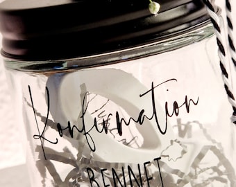 Personalized money gift, glass candle holder for Confirmation, Communion, First Communion, Fish