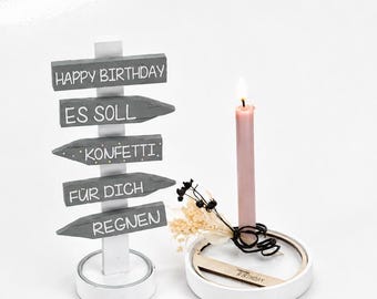 Personalized mini signpost for birthdays, 3D print, table decoration