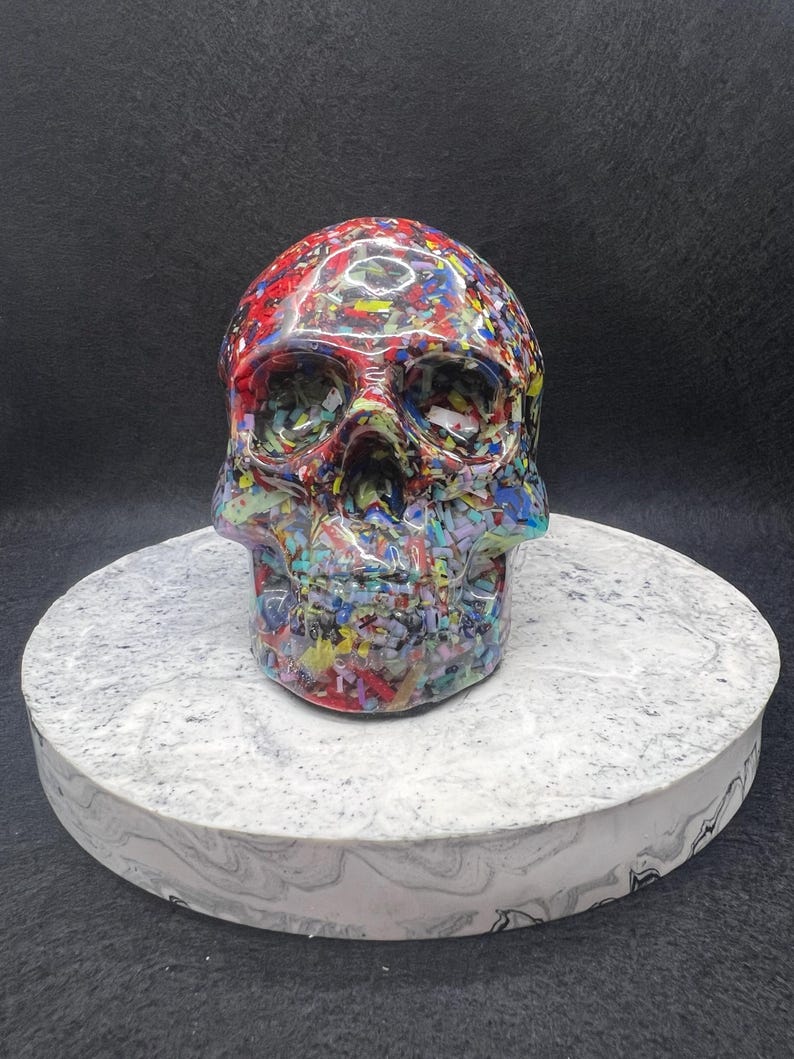 Resin Skull Ornament Recycled Ornament Paper Weight Home Decor Resin