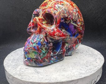 Resin Skull Ornament | Recycled Ornament | Paper Weight | Home Decor | Resin Decor