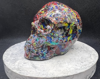 Resin Skull Ornament | Recycled Ornament | Paper Weight | Home Decor | Resin Decor