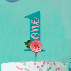 Ein Cake Topper, Blumen Cake Topper, 1st Birthday Cake Topper, Tortenaufleger, 1st Birthday Cake Topper, 1 Geburtstag, Aniversary