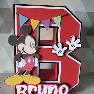 Gepersonaliseerde 3D-letters, 3D-kartonletters, 3D-letters Mickey Mouse, decoratie speelkamer, Candy Bar-deco, gepersonaliseerd cadeau babyshower