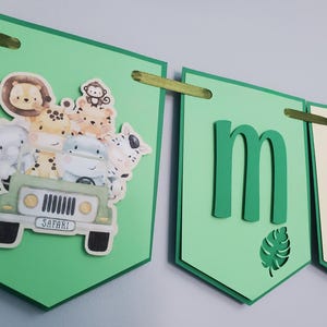 Banner safari bebé, guirnalda safari cumpleaños, animales bebé jungla, dos cumpleaños salvajes, banner temática safari, banner hecho a mano, guirnalda león