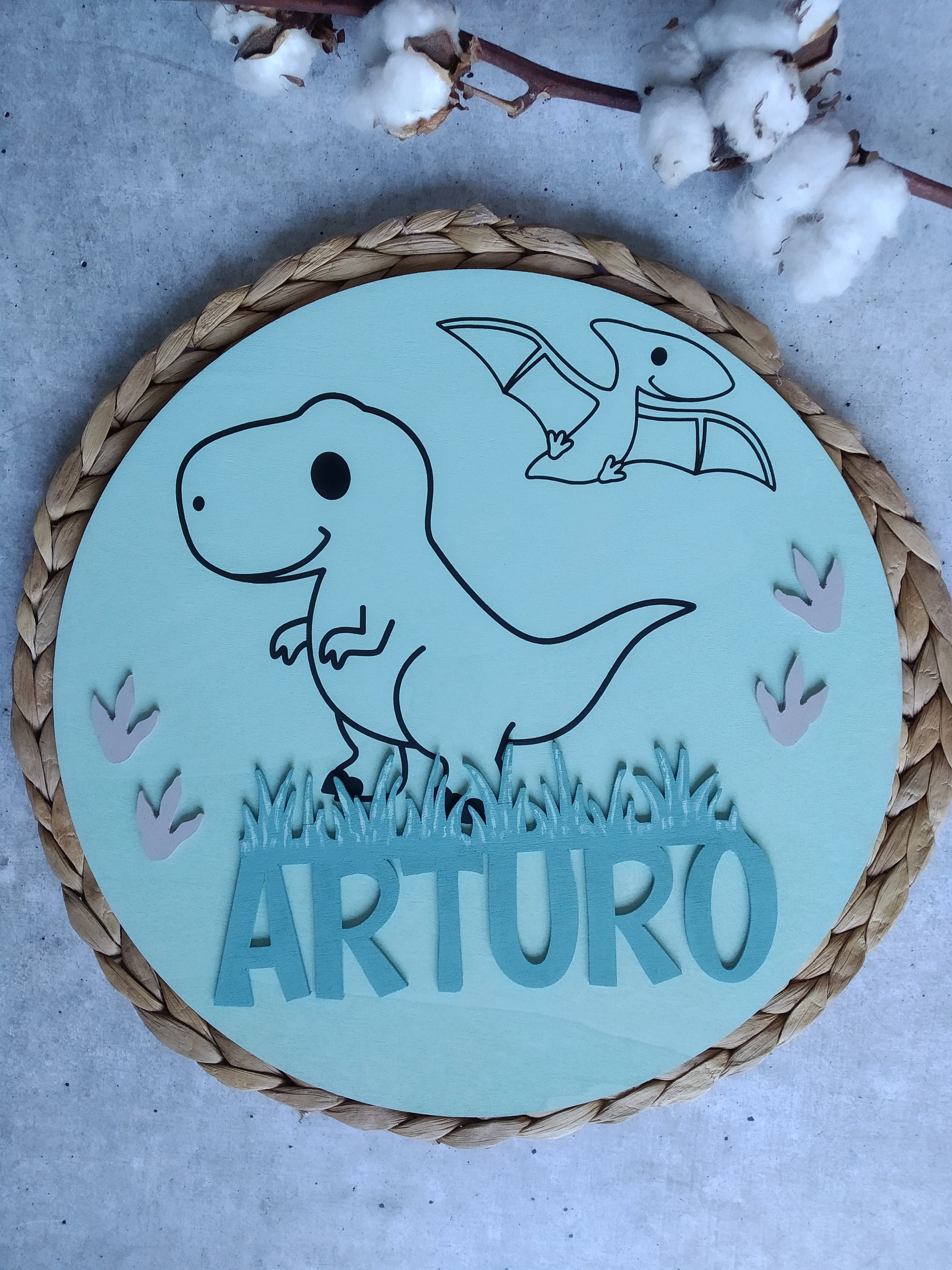 Personalized Dinosaur Baby Name Sign: Nursery Decor, Wooden Frame - Etsy
