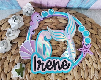 Mermaid Cake Topper: Iridescent Under The Sea Birthday Decor