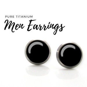 Men black studs, Black stud earrings, Round earrings, Tiny stud earrings,  Black earrings for men, Simple earrings black, Hypoallergenic