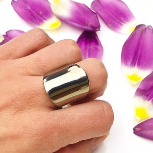 Wide Statement Ring, Titanium ring, Statement ring, Cocktail ring,  Big ring, Wide band ring, Womens ring, Rings for women Shiny ring