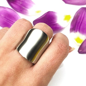 Satin Wide Statement Ring, Titanium ring, Statement ring, Cocktail ring,  Big ring, Wide band ring, Womens ring, Rings for women Shiny ring
