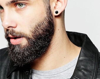 Pendientes de titanio negro hechos a mano, hipoalergénicos, para hombre, individuales o en par.