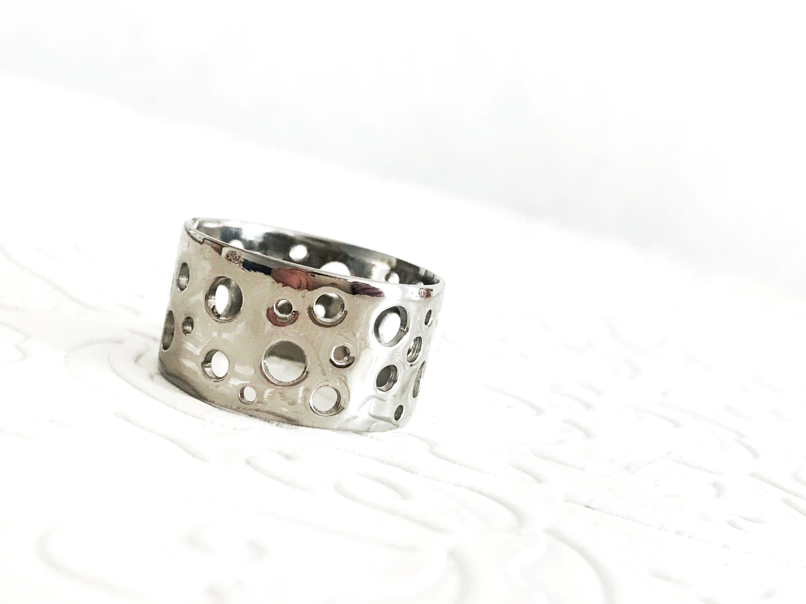 Boho Erosion Ring Titanium Ring Statement Ring Eroded Band - Etsy