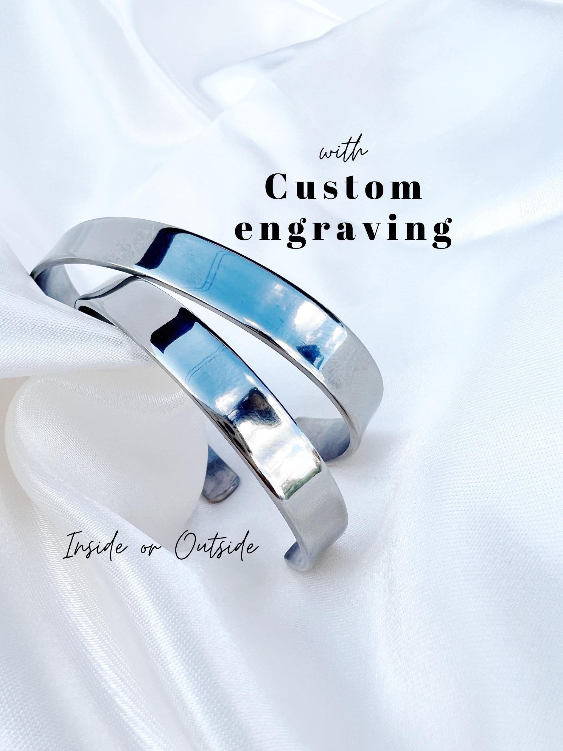 Bracciale rigido in titanio con incisione personalizzata per lui e per lei, unisex, bracciale rigido da uomo, regalo unico per lui, braccialetto personalizzato - Italia