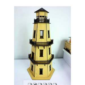 Modello di torre luminosa Light House Progettazione architettonica, file in formato SVG Torre luminosa Glowforge modello vettoriale Light House SVG Progettazione architettonica in formato SVG