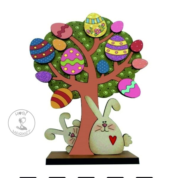 Easter Tree laser cut - easter tree dxf - easter tree svg - easter tree easter bunny egg vector 3mm 4mm 6mm CDR dxf SVG ai PDF file