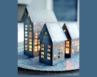 Vintage Style High Building Laser Cut Retro Building Town Or City Vintage House cnc Toy House Lantern svg 3 different sizes dxf eps cdr pdf
