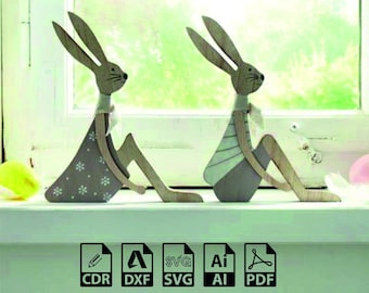 Laser Cut Easter Bunny SVG File | Wooden Decoration (digital Download ...