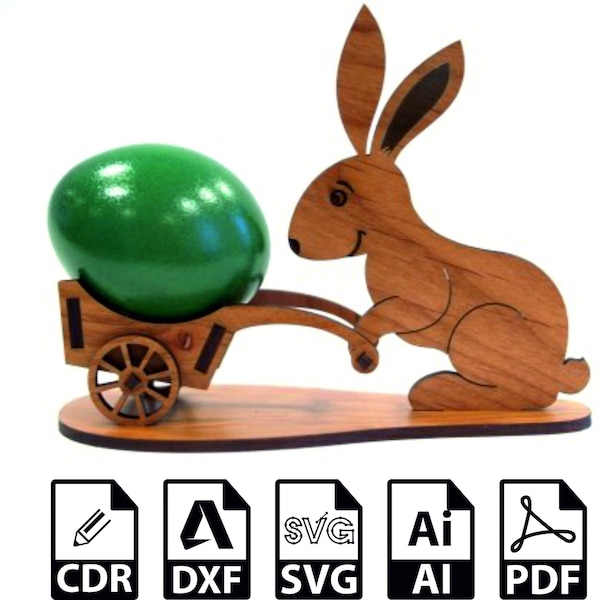 Corte láser de decoración de Pascua, corte láser de conejito de Pascua, corte láser de huevo de Pascua instantáneo 3 mm 4 mm descarga instantánea CDR dxf SVG ai archivo PDF