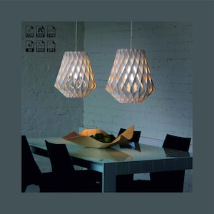Laser Cut Wooden Pendant Lighting Lamp: Geometric Design (SVG DXF)