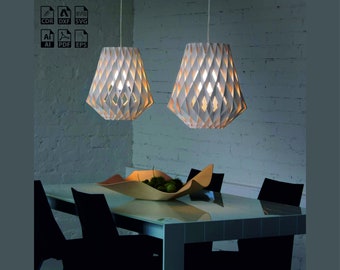 Laser Cut Wooden Pendant Lighting Lamp: Geometric Design (SVG DXF)