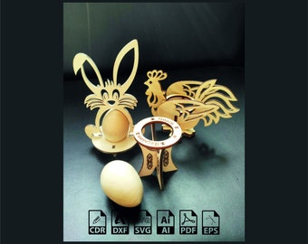 Laser Cut Easter Decorations: Bunny, Chicken SVG DXF (Digital Download)
