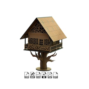 Baumhaus svg Baumhaus Puppenhaus Lasercut Dateien Baumhaus dxf glowforge Holzdekor Sperrholz 3D Vektorvorlage DXF cdr SVG ai PDF eps Datei