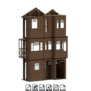 American Girl Dollhouse Laser Cut doll house svg file dollhouse dxf dollhouse 3mm vector template glowforge lightburn SVG cdr DXF pdf EPS