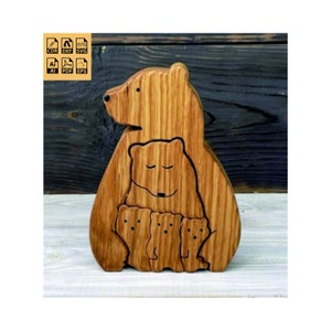 Bear Family Laser Cut svg bestand dieren svg dieren muur decor glowforge vector sjabloon instant download SVG cdr DXF ai PDF eps bestand