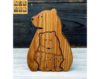 Bear Family lasergesneden bestand: dieren muur decor SVG (digitale download)