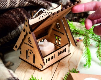 Laser Cut Wooden House Model: Vector Files (SVG, DXF, PDF)