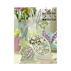 Easter Bunny Decoration Laser Cut 3mm 4mm 6mm cnc plan easter svg file easter dxf glowforge vector template download DXF cdr SVG ai PDF eps