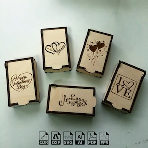 Laser Cut Small Boxes For Valentine&#39;s Day , February 14 gift box , key chain svg box gift svg , laser cut box vector template box laser cut