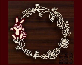 Easter Bunny Wreath Laser Cut File: SVG, DXF, PDF