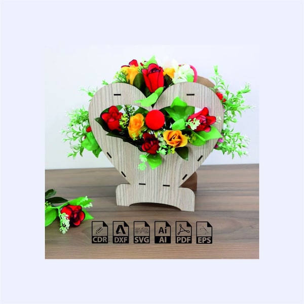Wooden Flower Basket 3mm Laser Cut flower basket svg file flower basket glowforge lightburn wooden basket dxf svg cdr ai pdf eps download