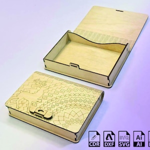 Laser cut book box svg file box svg file Box vector laser template Box svg cricut Box dxf laser cut template Box cvg cut plan Glowforge dxf