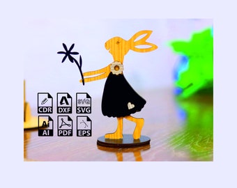 Laser Cut Easter Bunny Stand: 3mm 4mm Vector Files (Digital Download)