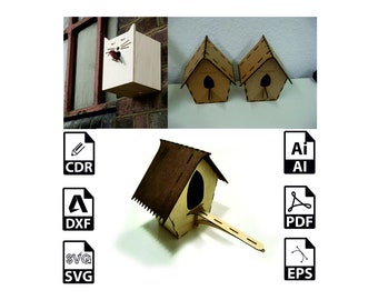 Laser Cut Birdhouse SVG File: 3mm Wooden Bird Box Plans (Digital Download)